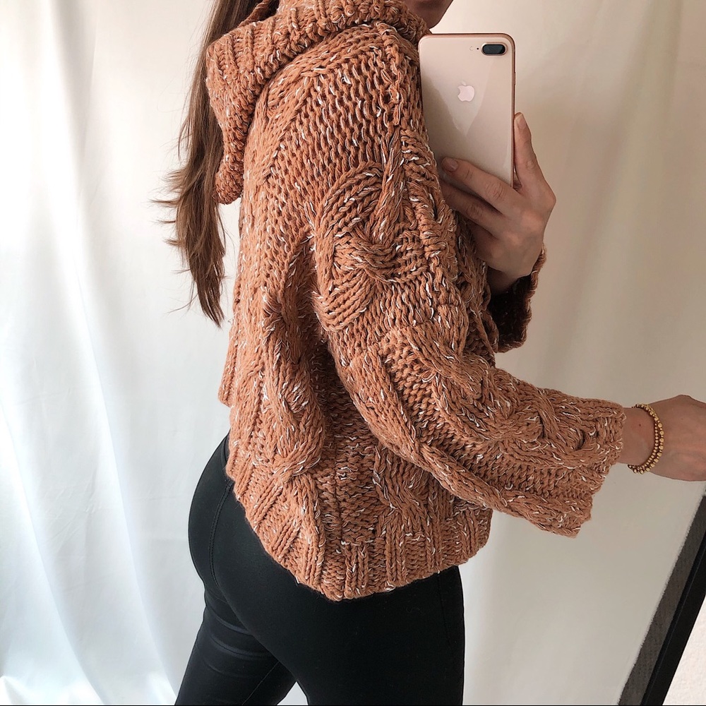CABLE KNIT SWEATER — In Toasted Honey - Picture 3 of 6